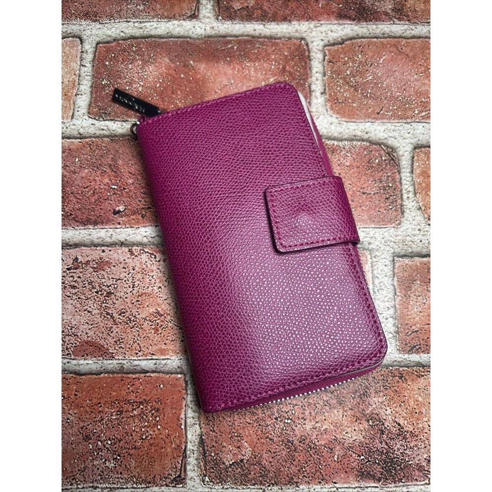 Halogen Magenta Burgundy Wine Leather Zip Around Wallet